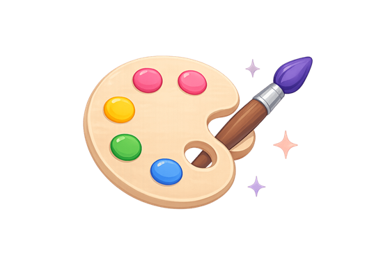 Illustration for Watercolor Baby: a painter's palette and brush